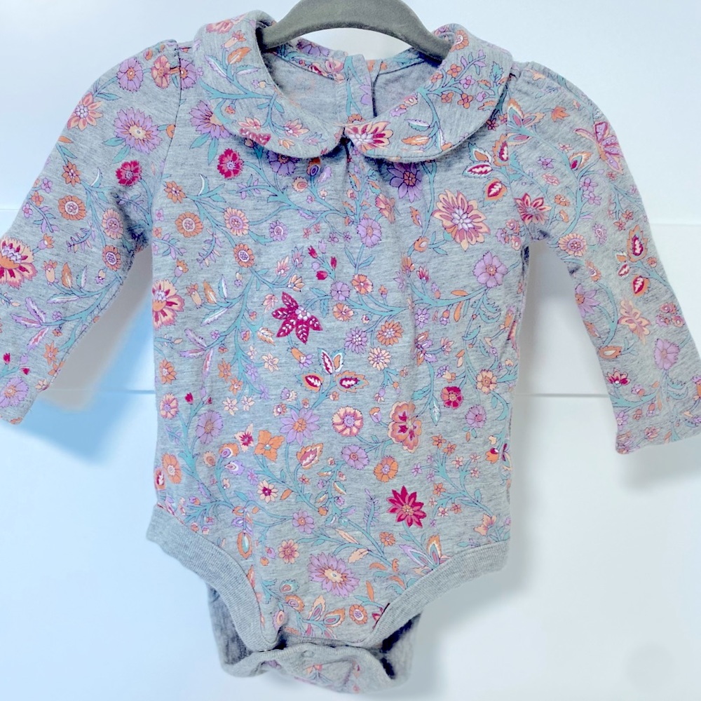 Baby Gap Floral Collared Longsleeve Onesie